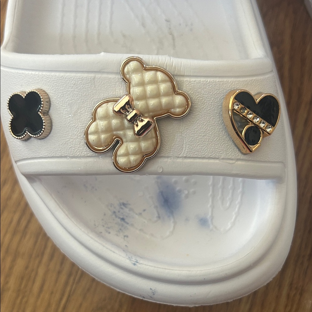 Croc White Sandals with Decorative Charms - Picture 10 of 11